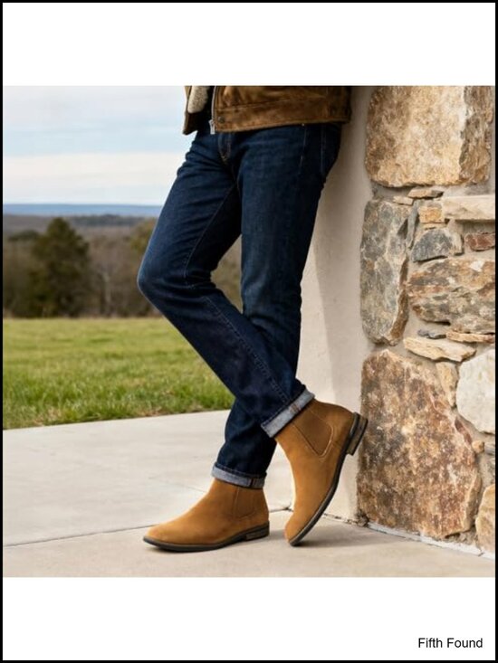 Men\'s Suede Leather Chelsea Ankle Boots Pull-On Style main image 5